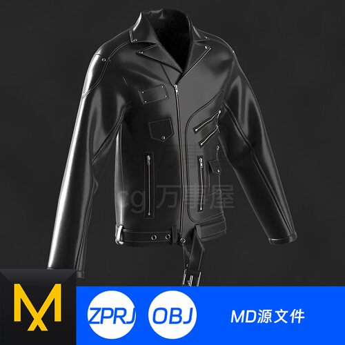 MD模型设计制版打板Clo3D三维男女外套皮衣皮革夹克服装摇滚172