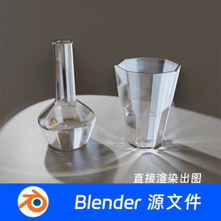 Blender模型玻璃水壶杯子焦散材质瓶子玻璃杯862