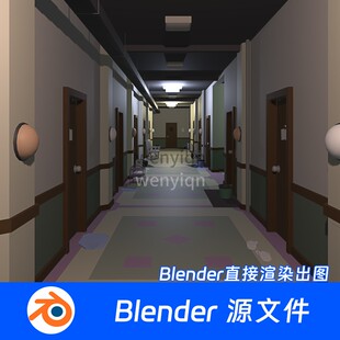 Blender模型室内公寓住宅走道出租房建筑走廊552