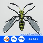 3D模型三维蜜蜂黄蜂马蜂昆虫飞行白模机械仿生329