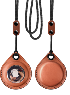 适用于苹果airtag保护套真皮牛皮追踪定位器防丢钥匙扣挂绳收纳壳