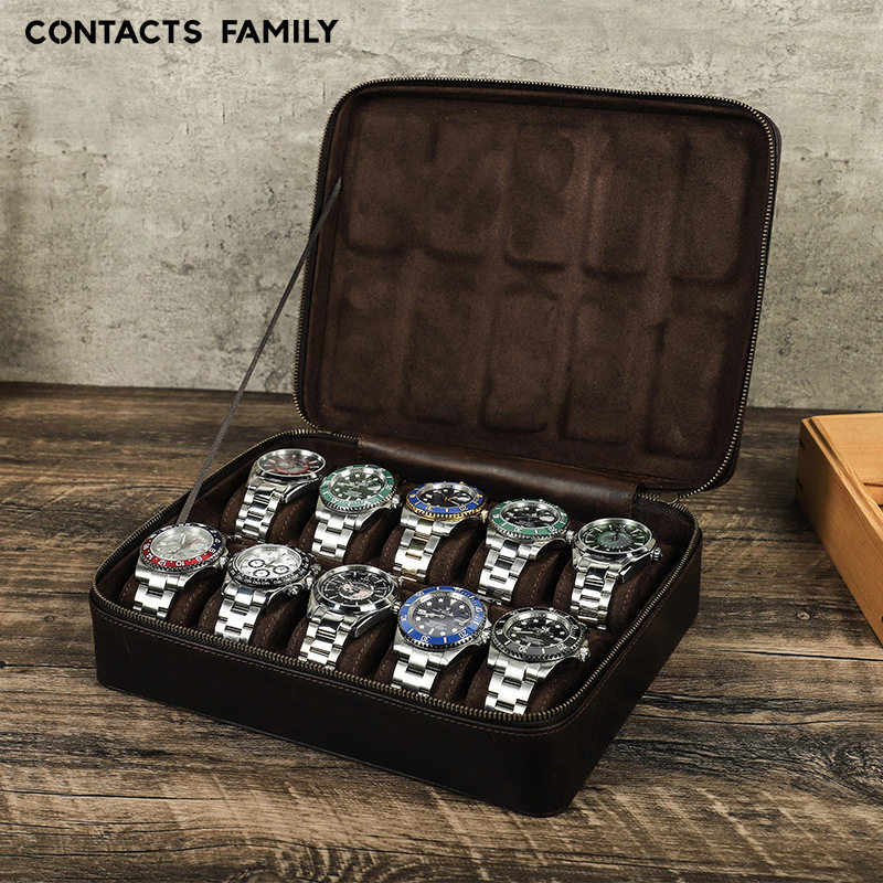 长方形疯马手表盒真皮