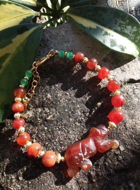 东南亚缅甸骠系小老虎pyu老玛瑙古珠多宝手链手串
