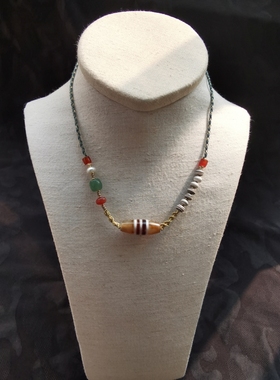 原创手工编绳老玛瑙线珠多宝款古珠锁骨链项链小众项链