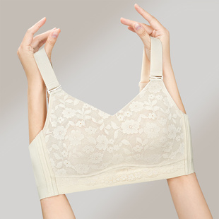依曼丽内衣女大胸显小无痕全罩杯无钢圈收副乳防下垂文胸薄款