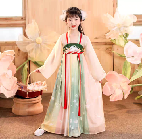 西安儿童汉服女童汉服断码清仓110码女孩古装夏款古风民族表演服