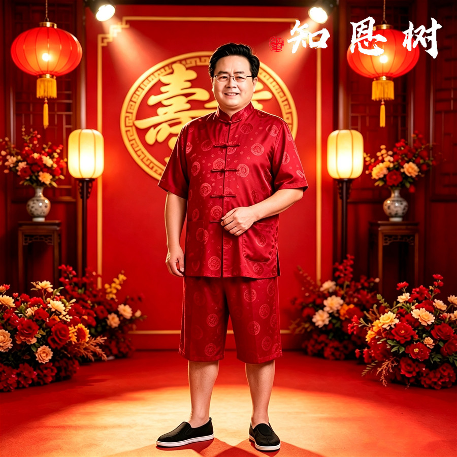 高端中国风短袖唐装男套装新中式