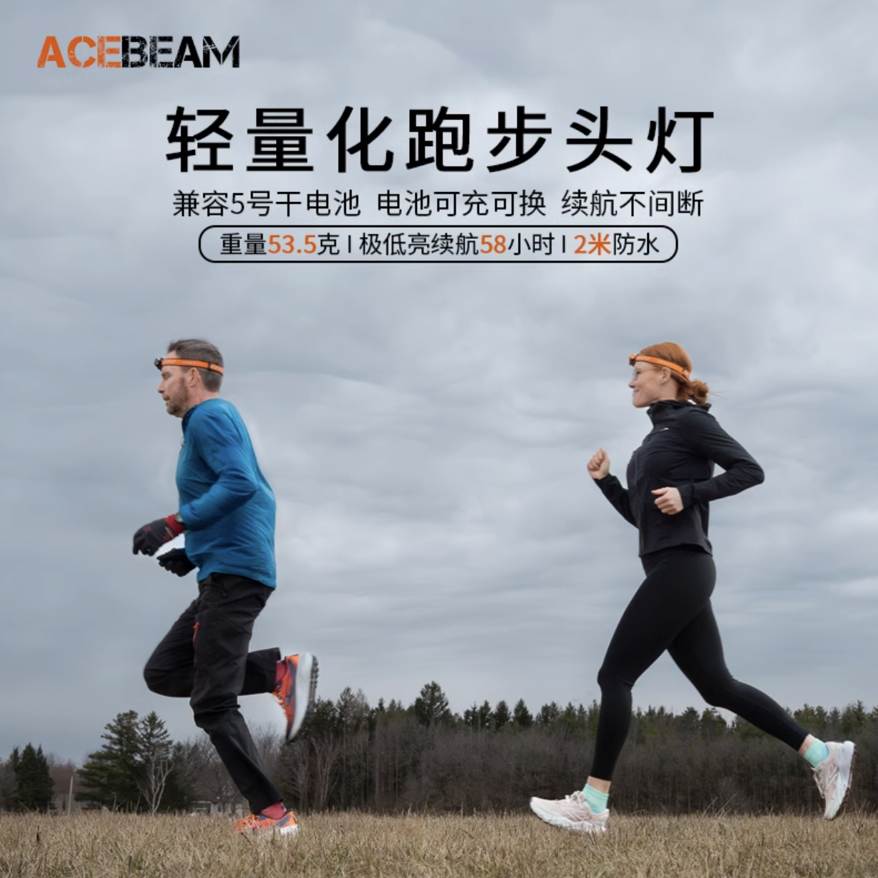1000流明 ACEBEAM H16灰色高功率版头灯 多功能防水夜跑户外钓鱼