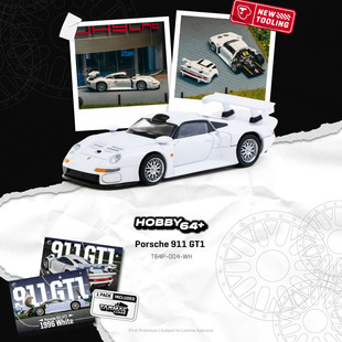 TW Tarmac Works 1:64保时捷911 GT1 开盖版 送卡片 合金汽车模型