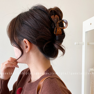 韩系蝴蝶结抓夹女秋冬高级感鲨鱼夹发卡2025新款 后脑勺盘发夹头饰