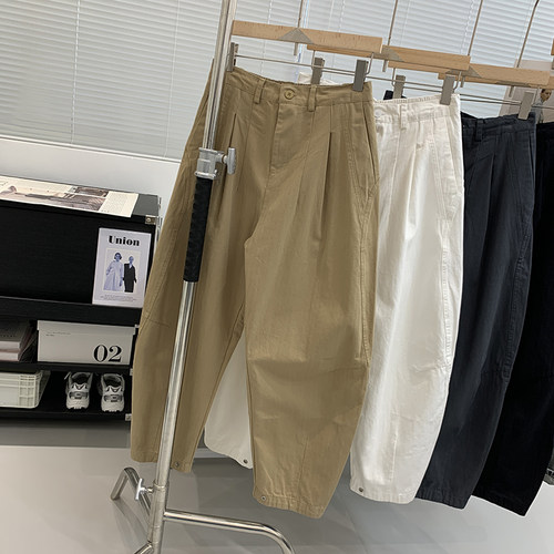 日系复古双褶宽松休闲裤哈伦裤潮