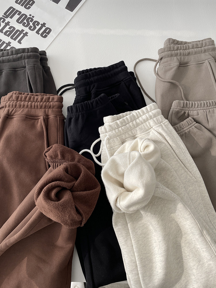 运动休闲磨毛绒卫裤束口裤公司货