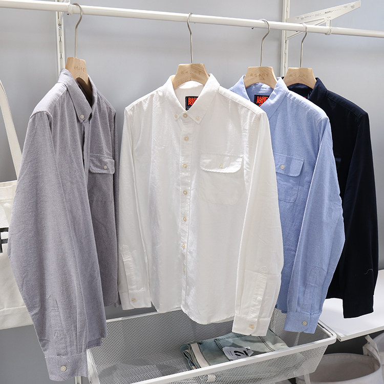 水洗磨毛料 柔软牛津纺男士纯色休闲长袖衬衫 白色单口袋潮牌衬衣,男装,衬衫,淘宝优惠券,粉丝福利购,淘宝优惠卷