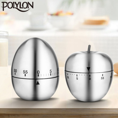 Polylon 厨房计时器时间提醒定时器机械不锈钢烘焙倒计时器大声音