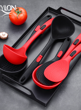英国 PolyLon 家用硅胶汤勺漏勺套装厨房不伤锅不粘锅大汤勺捞勺
