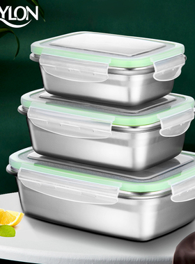英国PolyLon 304不锈钢饭盒大小辅食碗保鲜盒餐盒便当盒密封防漏