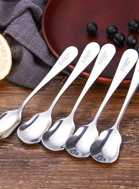 PolyLon 5支不锈钢甜品勺304雪糕酸奶勺冰淇淋勺可爱小勺子布丁勺