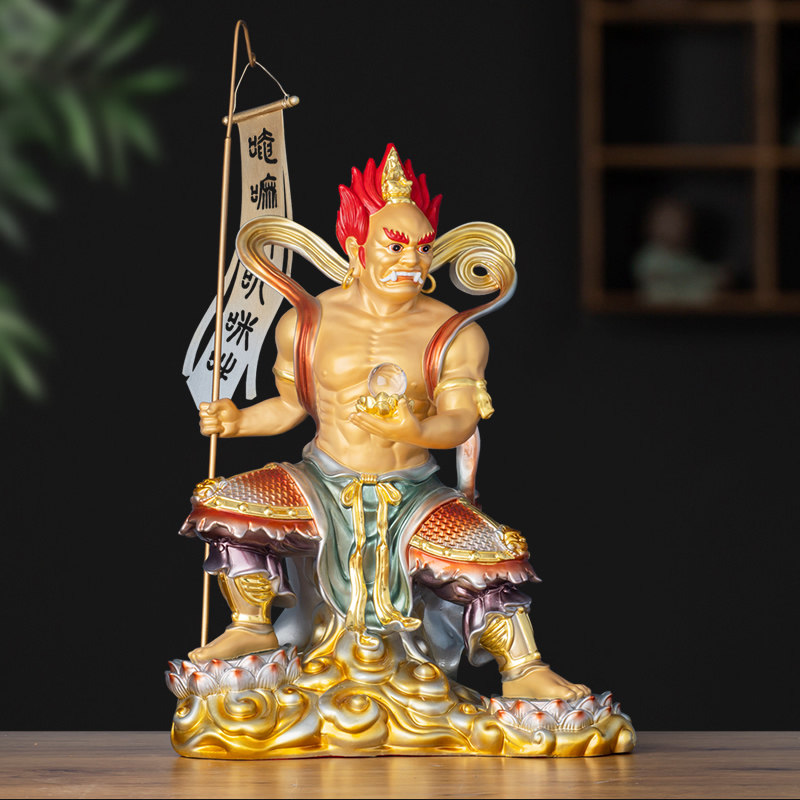 黄铜彩绘面然大士佛像焰口普渡公鬼王菩萨面燃大士佛堂供奉摆件