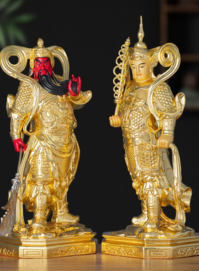 铜贴金韦陀伽蓝菩萨护法摆件