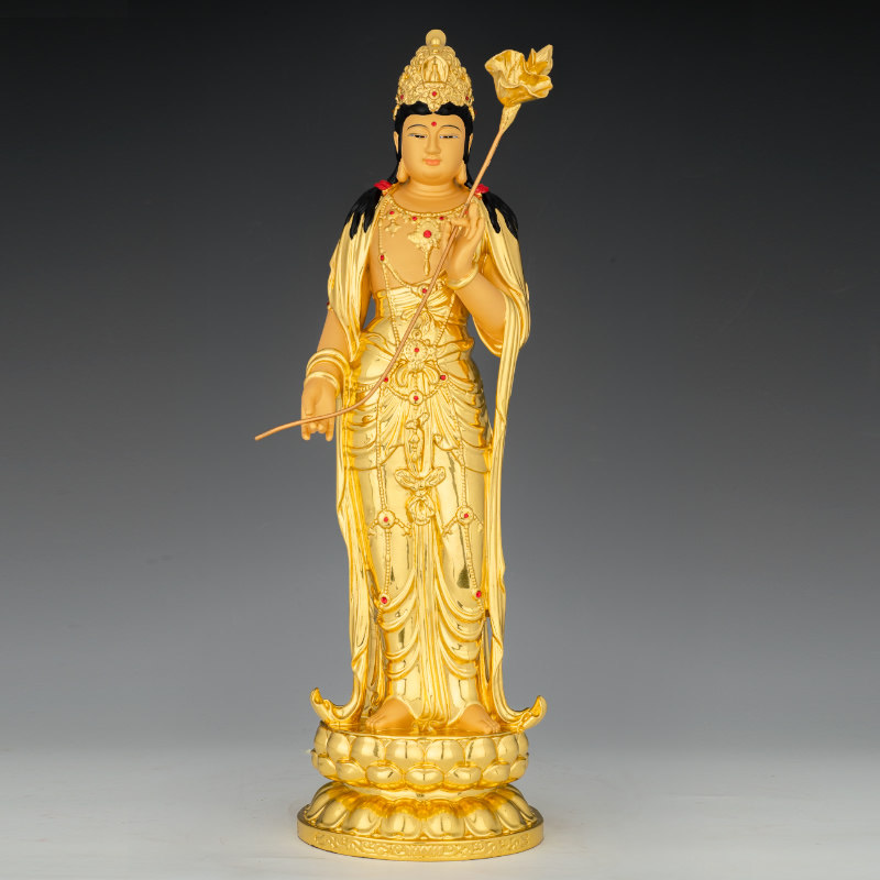 热销全铜贴金唐体西方三圣观音佛像阿弥陀三尊大势至菩萨家用供奉