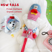 原创薯条太阳花胸背帽子宠物服装 狗狗猫咪用品夏外出遛狗牵引绳子