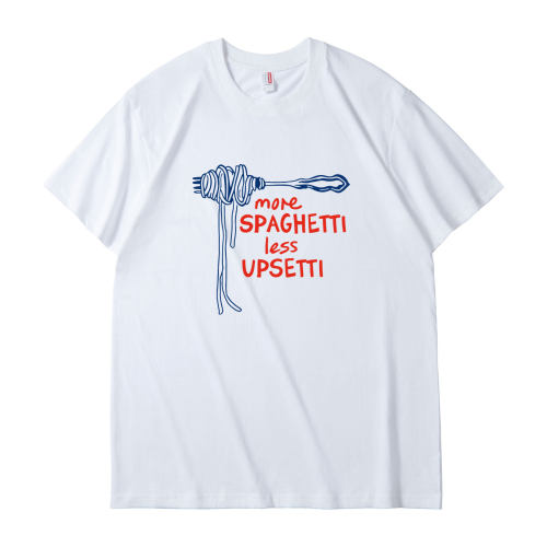 多吃意面少点烦恼more spaghetti less upsetti趣味双关语短袖t恤