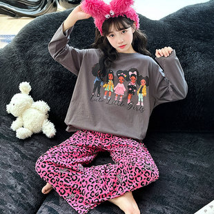 1米五小个子睡衣女秋季休闲xs小码纯棉长袖豹纹家居服春秋可外穿