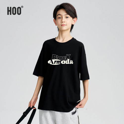 hoo男童纯棉凉感防晒短袖T恤