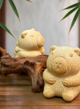 可爱小熊竹雕茶宠摆件