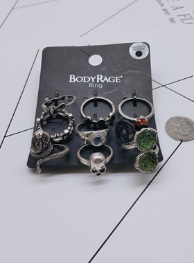 K262夸张质感时尚潮流气质名媛街拍几何做旧蛇形创意金属戒指~女