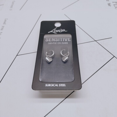 K285小众设计时尚潮流气质名媛街拍几何爱心耳扣创意金属耳环-女