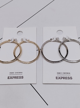 K181夸张质感时尚潮流气质名媛街拍几何黄铜锆石创意金属耳环-女