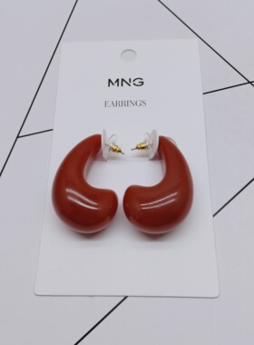 K273夸张质感时尚潮流气质名媛街拍几何树脂宫廷创意金属耳钉～女