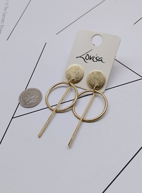 K269夸张质感时尚潮流气质名媛街拍几何复古宫廷创意金属耳环～女