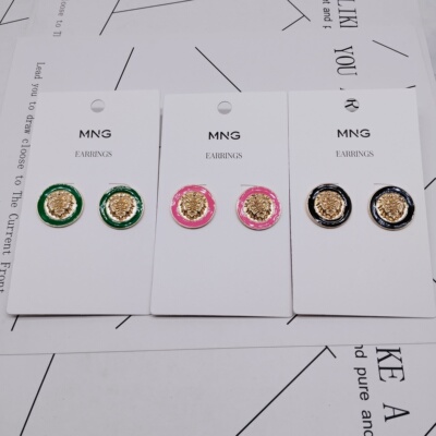 K245夸张质感时尚潮流气质名媛街拍几何中古滴釉创意金属耳钉-女