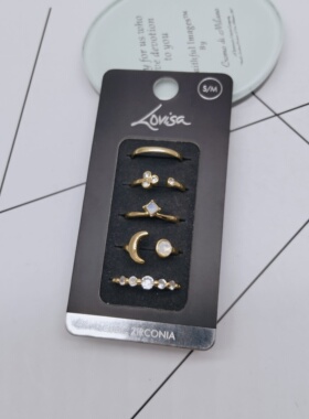 K274夸张质感时尚潮流气质名媛街拍几何黄铜锆石创意金属戒指～女