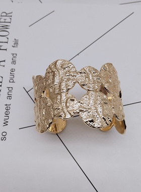 K153夸张质感时尚潮流气质名媛街拍几何中古宫廷创意金属手镯-女