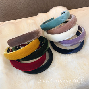 韩国金丝绒高级感简约发箍 韩国进口面料全包头箍气质高颅顶发箍