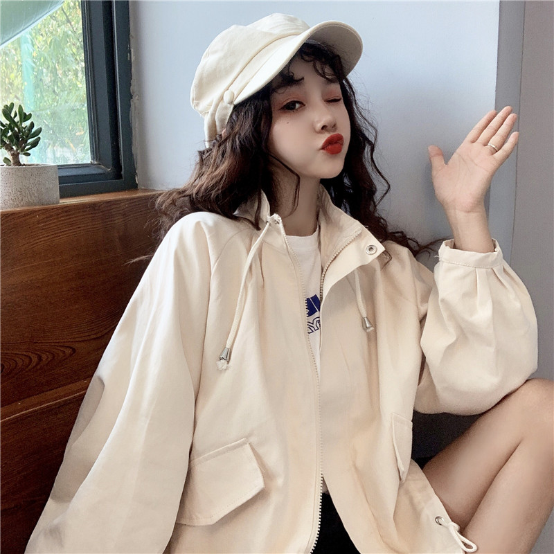 Real price spring and Autumn New Korean loose BF style casual short windbreaker frock coat female student top