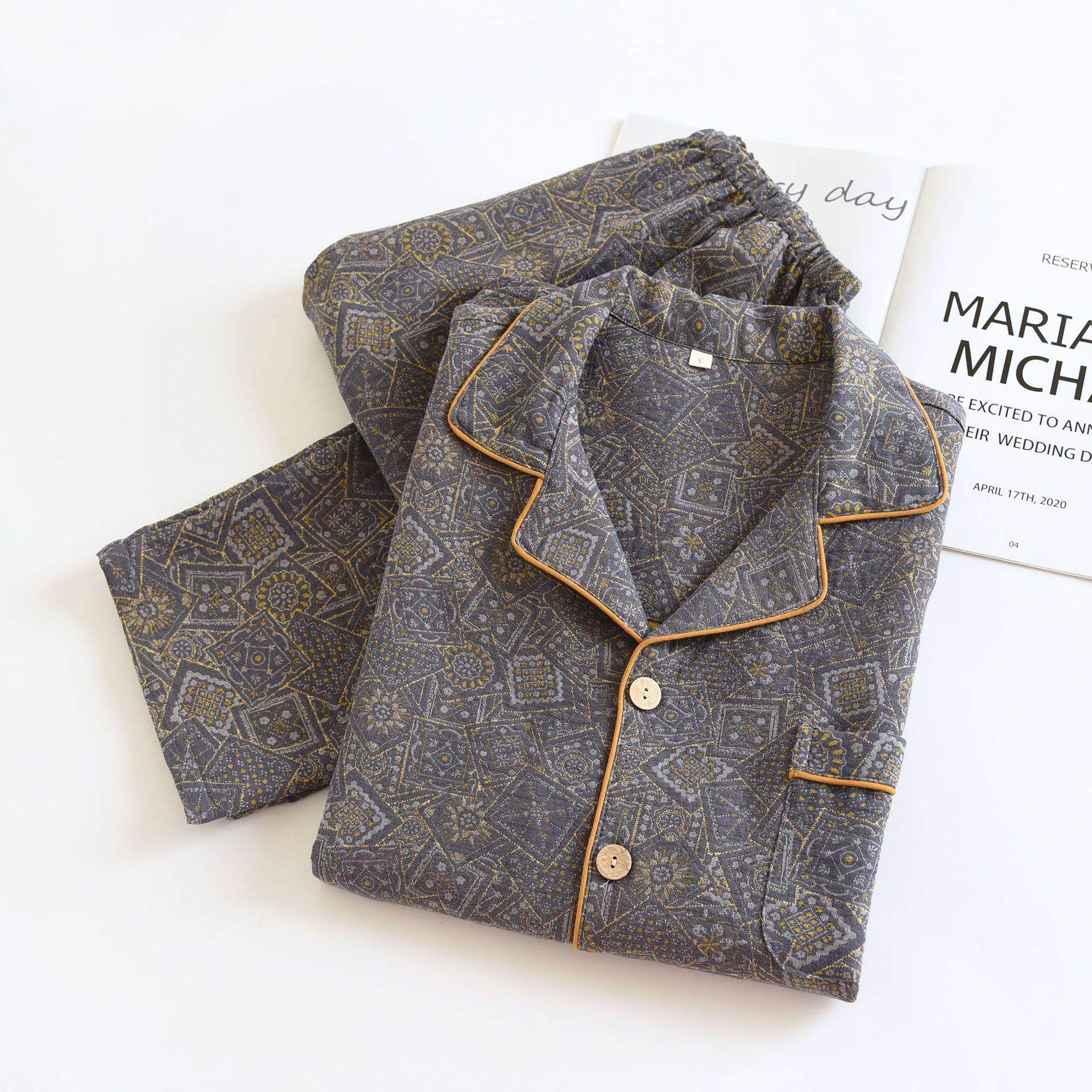 中老年色织提花睡衣 透气吸汗长袖长裤套装,女士内衣/男士内衣/家居服,睡衣/家居服套装,淘宝优惠券,粉丝福利购,淘宝优惠卷