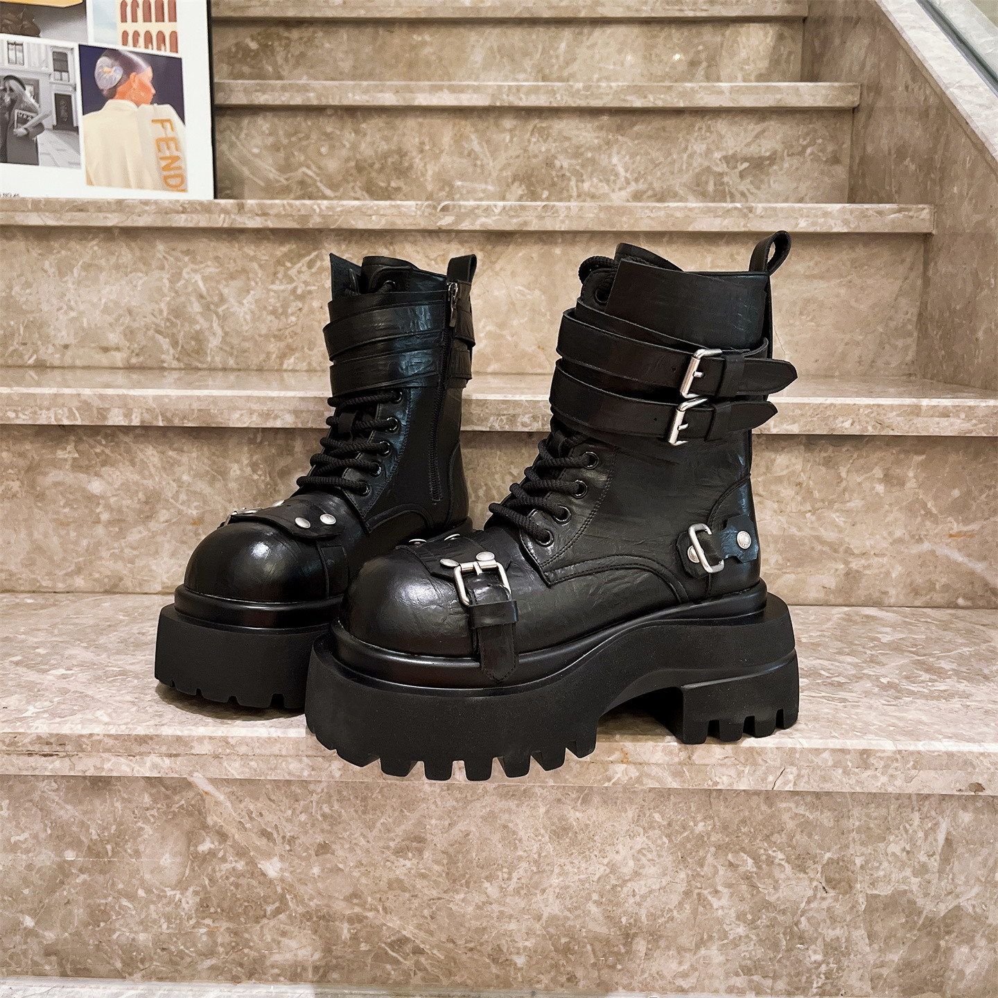 机车靴短靴切尔西靴小个子8cm女