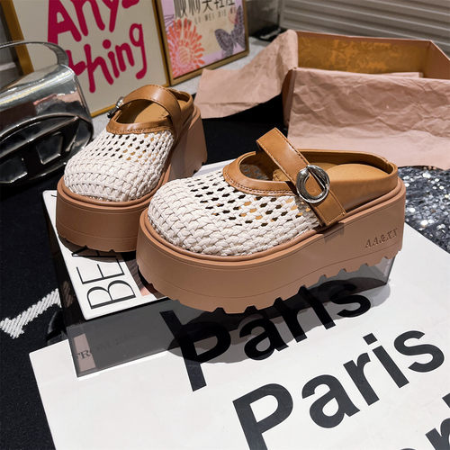 金属小个子7cm沙滩半拖鞋女鞋托