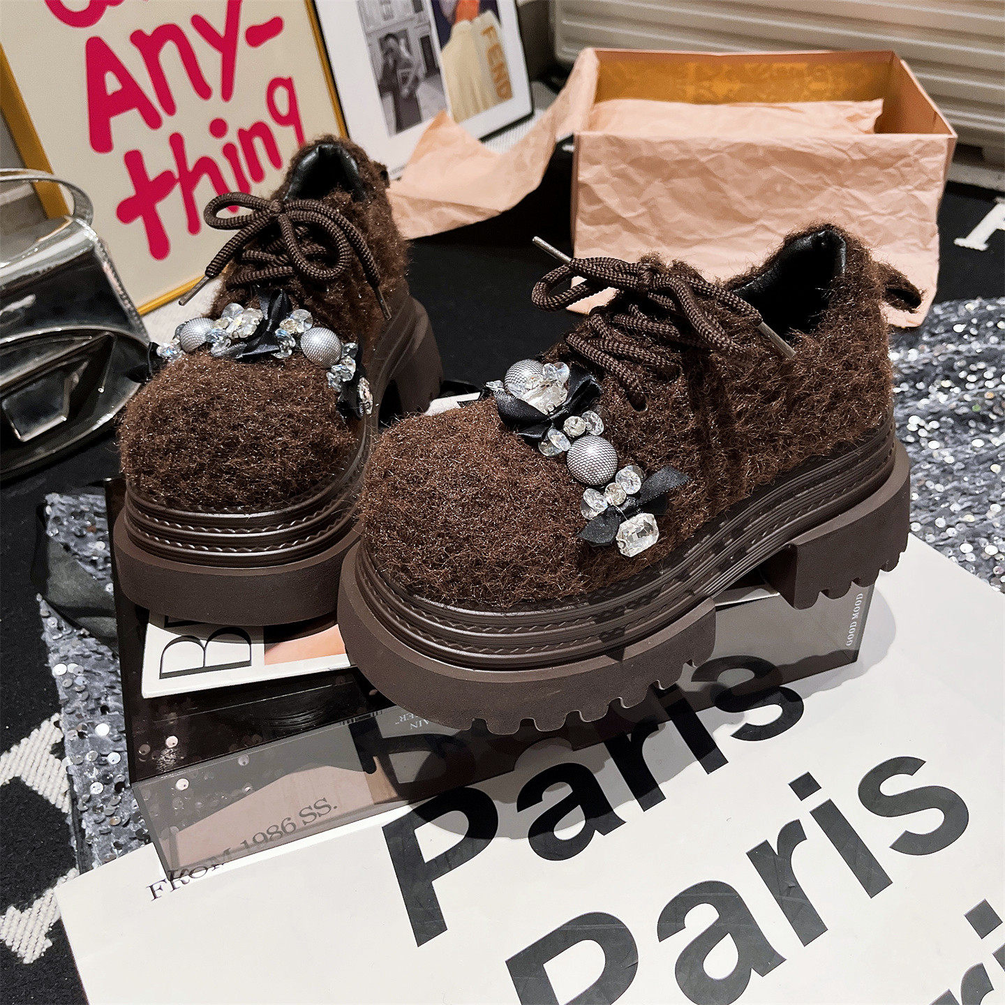 欧货水钻妮子休闲JK小皮鞋