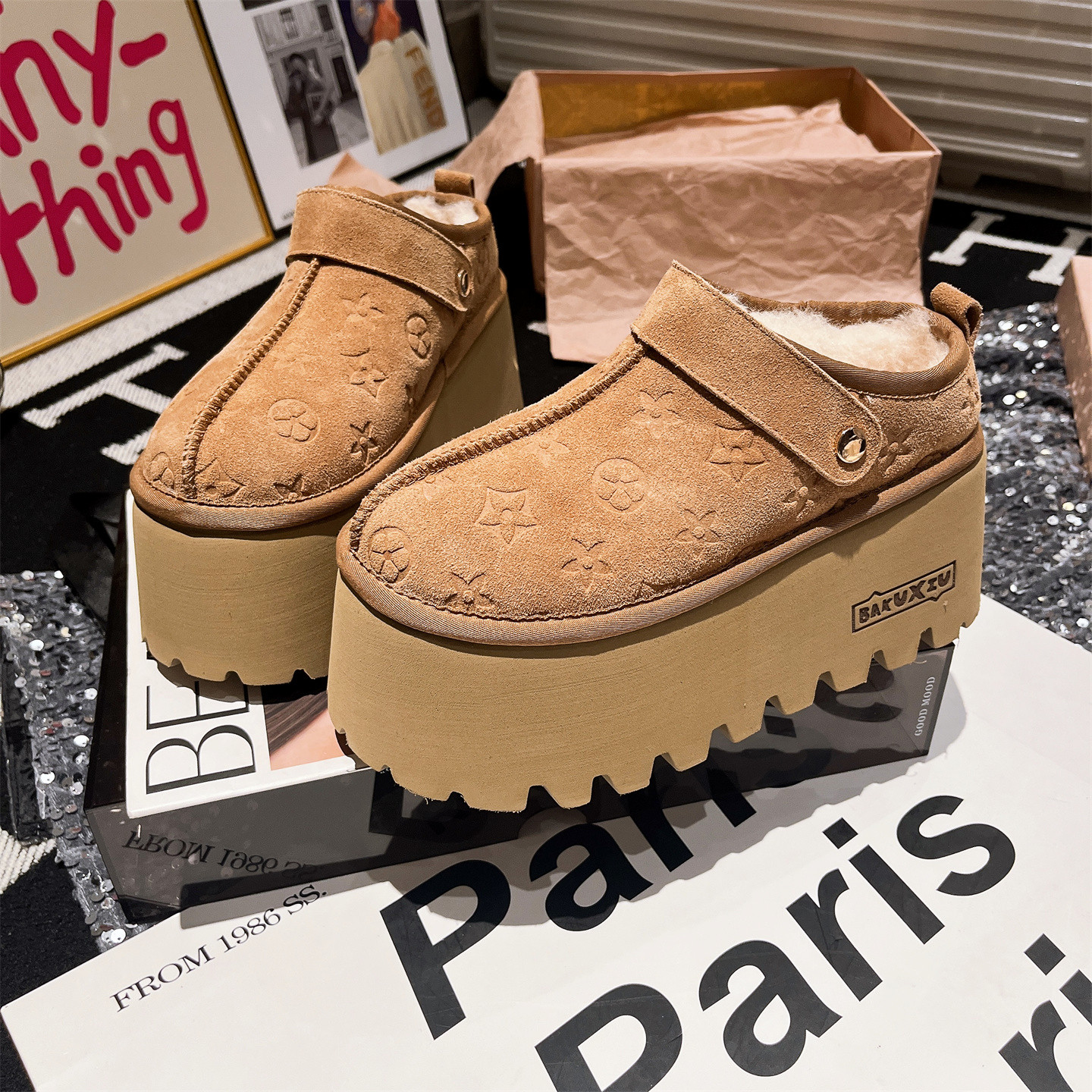 8cm增高包头半拖鞋勃肯鞋托女鞋