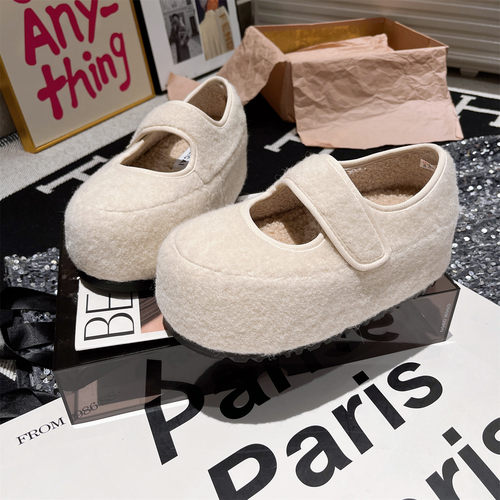 毛呢保暖棉鞋面包鞋勃肯鞋女鞋