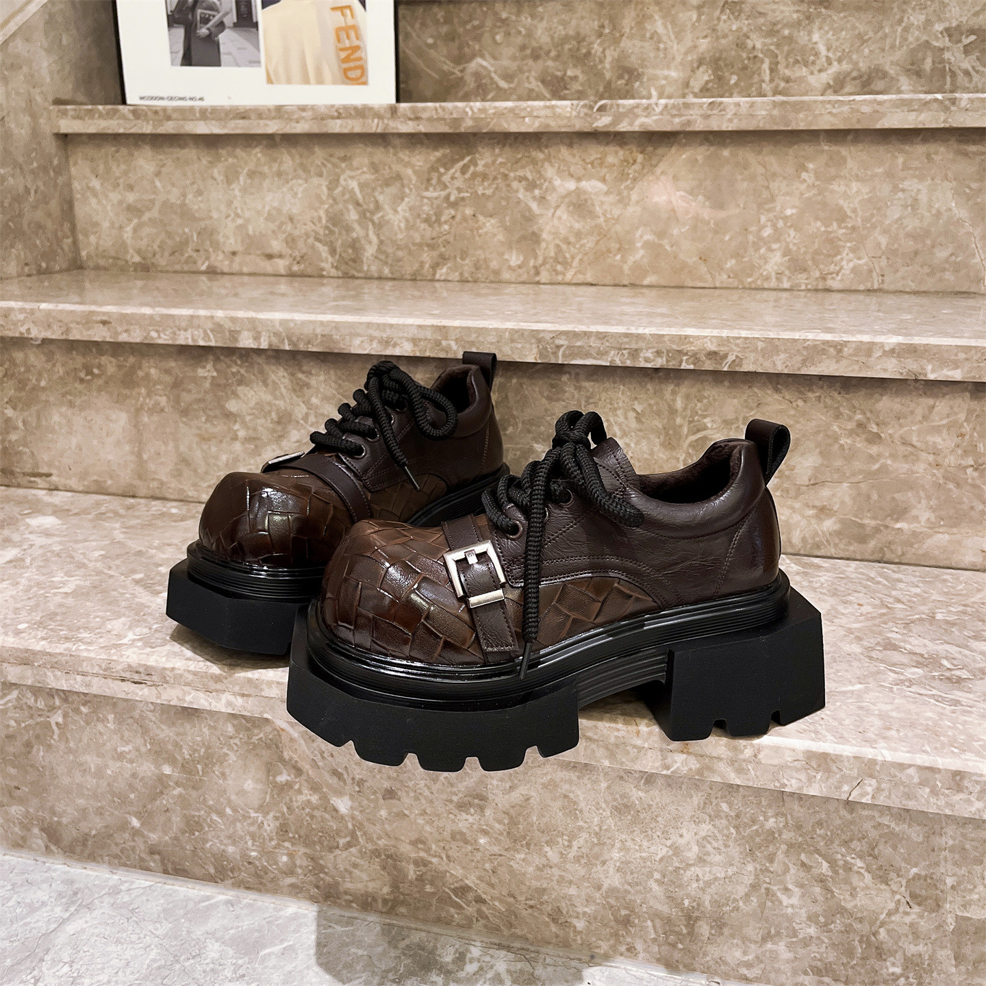 金属扣系带大头鞋学院风JK小皮鞋