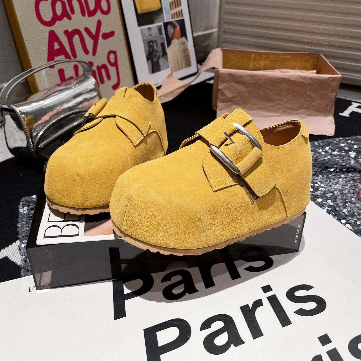 6cm~欧货真皮卡皮巴拉金属扣厚底松糕勃肯鞋乐福鞋小个子面包鞋女,女鞋,勃肯鞋/软木鞋,淘宝优惠券,粉丝福利购,淘宝优惠卷