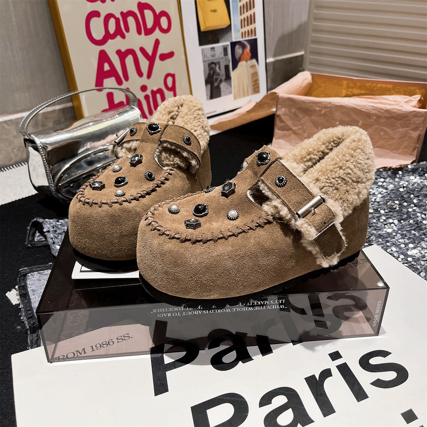 毛毛鞋大头面包鞋勃肯鞋女鞋