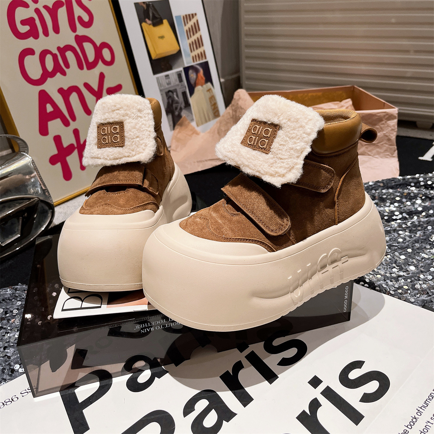 欧货大头面包鞋雪地棉靴松糕女鞋