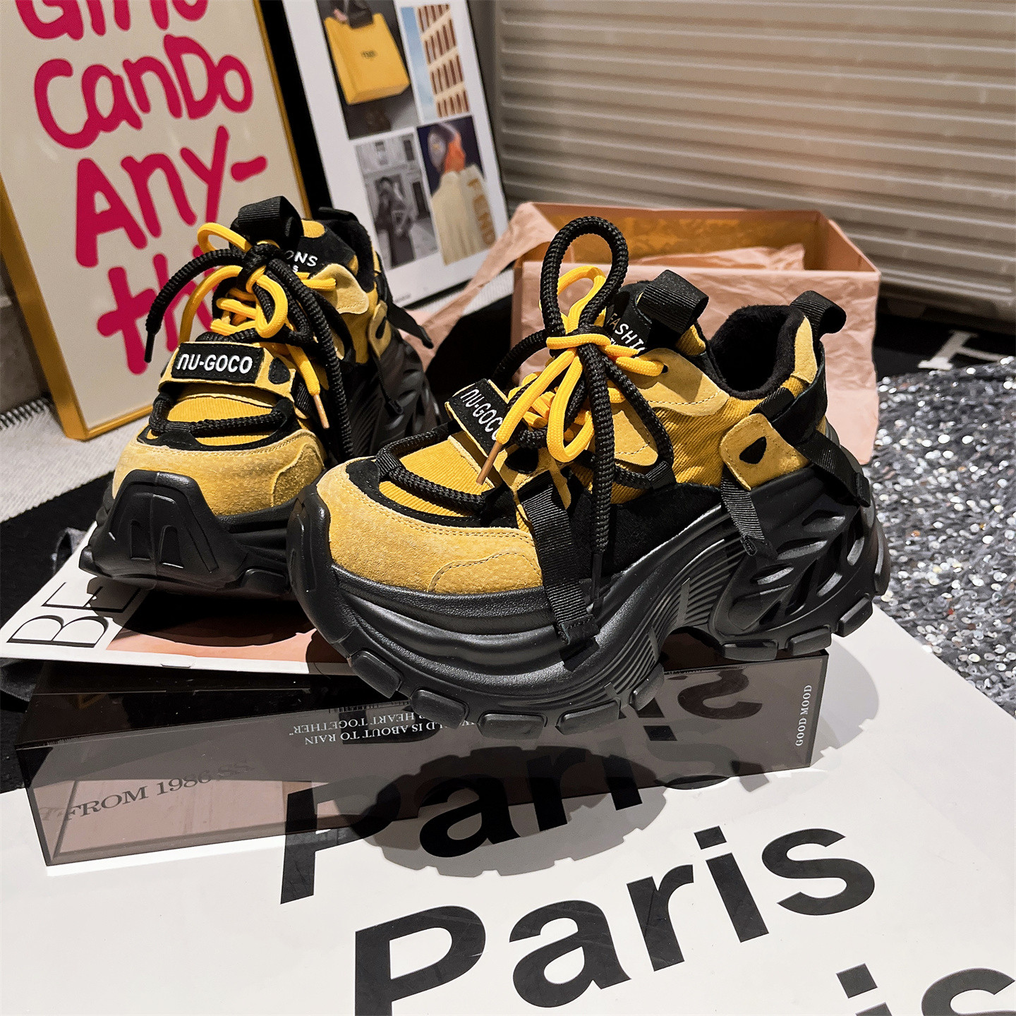 真皮增高加绒棉鞋休闲运动鞋女鞋